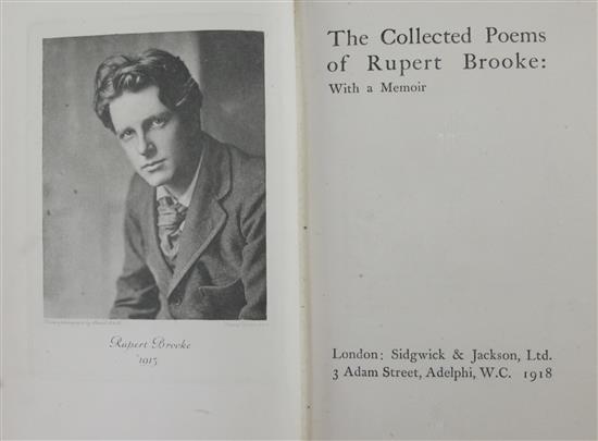 Brooke, Rupert - The Collected Poems, 8vo, with coloured morocco geometric Art Deco binding by Sybil Pye,